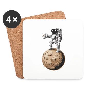 Retro Astronaut Drinking Coffee Planet - Untersetzer (4er-Set) - Weiß - Vorne