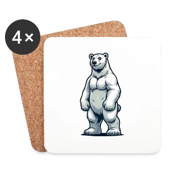 Ours blanc - Dessous de verre (lot de 4) - blanc - Devant