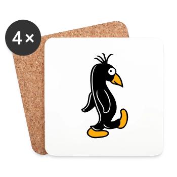 Pinguin läuft ulkig dumm guckt lustig doof albern - Untersetzer (4er-Set) - Weiß - Vorne