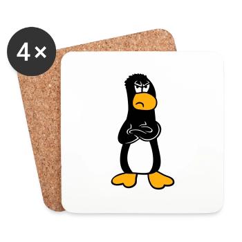 Penguin Angry Offended Crossed Arms Sour - Coasters (set of 4) - white - Front