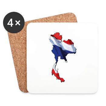 Drapeau de la Thaïlande sur la carte de la Thaïlande - Dessous de verre (lot de 4) - blanc - Devant