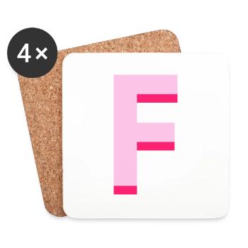 Pop- und moderner rosa Buchstabe f - Untersetzer (4er-Set) - Weiß - Vorne
