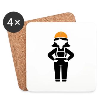 Construction Worker Woman - Coasters (set of 4) - white - Front
