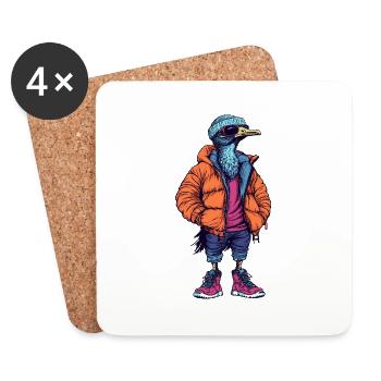 Strauß Lustig Winter - Untersetzer (4er-Set) - Weiß - Vorne