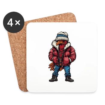 Turkey Funny Winter - Coasters (set of 4) - white - Front