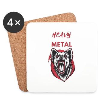 Loup de métal lourd - Dessous de verre (lot de 4) - blanc - Devant