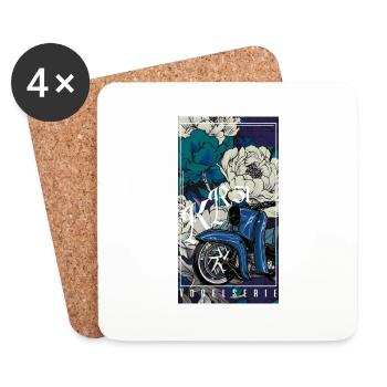 Hirondelle (bleu) // Illustration - Dessous de verre (lot de 4) - blanc - Devant