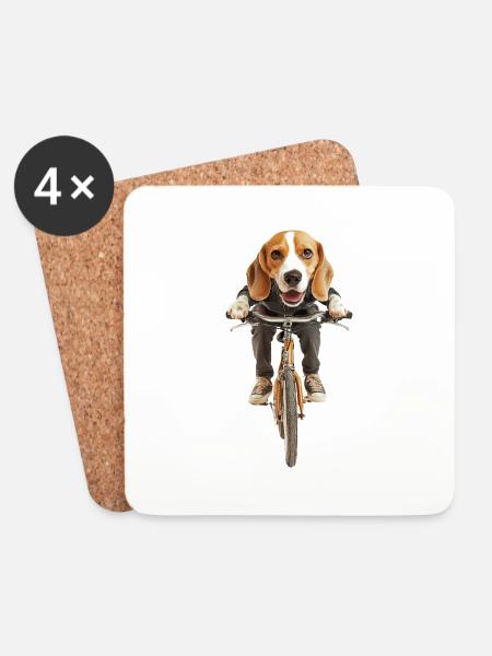Beagle - Untersetzer (4er-Set) - Weiß