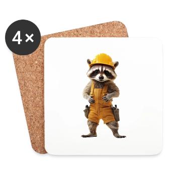 Waschbär - Untersetzer (4er-Set) - Weiß - Vorne
