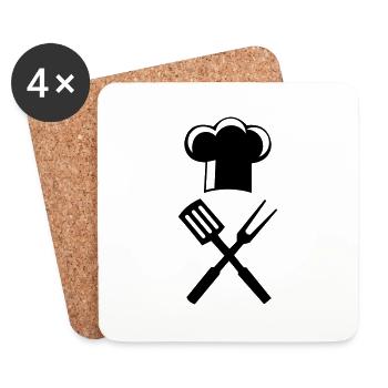 Coutellerie de chef - Dessous de verre (lot de 4) - blanc - Devant