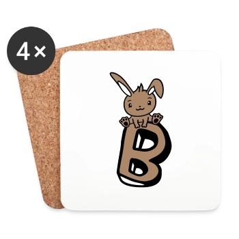 Bunny Lettre B Comme Bunny Big Alphabet Apprentissage - Dessous de verre (lot de 4) - blanc - Devant
