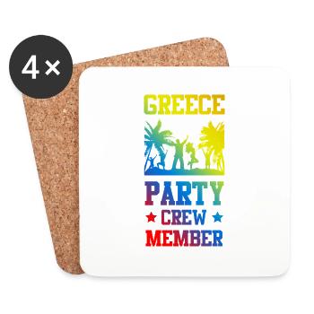 Équipe de fête en Grèce - Dessous de verre (lot de 4) - blanc - Devant