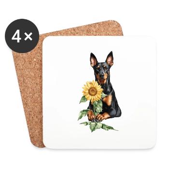 Dobermann - Untersetzer (4er-Set) - Weiß - Vorne