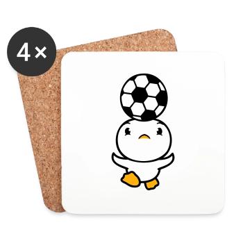 Ente spielt Fußball Kopfball Ball Kopf balancieren - Untersetzer (4er-Set) - Weiß - Vorne