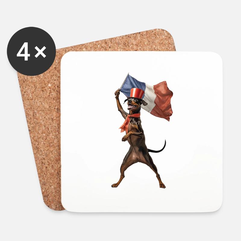 Dobermann - Untersetzer (4er-Set) - Weiß