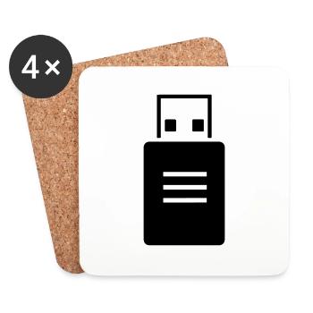 USB-Stick - Untersetzer (4er-Set) - Weiß - Vorne