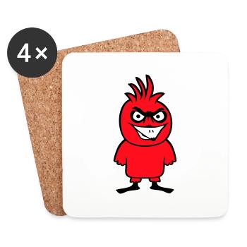 Parrot Bird Stares Nasty Aggressive Rage - Coasters (set of 4) - white - Front
