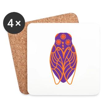 Sunny cicada - Coasters (set of 4) - white - Front