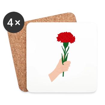 for you- red carnation flower1 - Coasters (set of 4) - white - Front