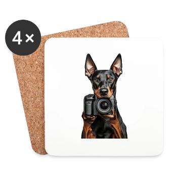 Dobermann - Untersetzer (4er-Set) - Weiß - Vorne
