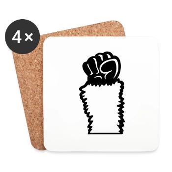 Llama Fist Stretching Up Hairy Monkey Rebellion Hand - Coasters (set of 4) - white - Front