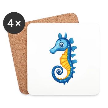 blue seahorse - Coasters (set of 4) - white - Front