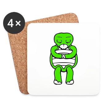 tortue prière méditation s’incliner salutation douce - Dessous de verre (lot de 4) - blanc - Devant