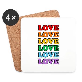 Amour 6 couleurs arc-en-ciel gay pride - Dessous de verre (lot de 4) - blanc - Devant