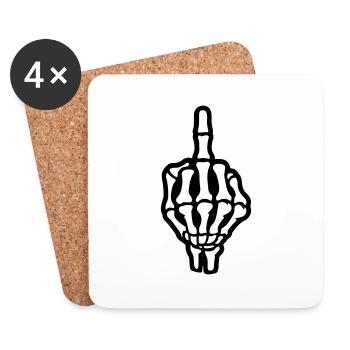 Skeleton Middle Finger Hand - Coasters (set of 4) - white - Front