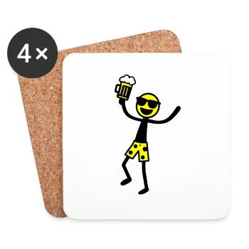 Stick Figure Beer Party Holiday - Coasters (set of 4) - white - Front