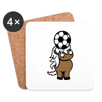Pferd Fußball Ball spiel Kopfball Verein Fan Hobby - Untersetzer (4er-Set) - Weiß - Vorne