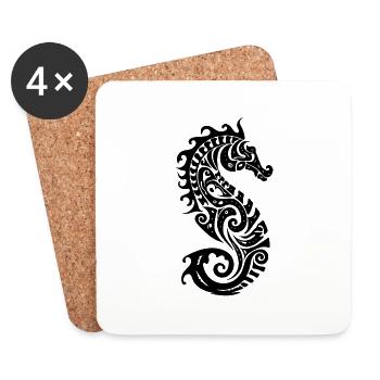 Kleines süsses Tattoo Style Seepferdchen - Untersetzer (4er-Set) - Weiß - Vorne