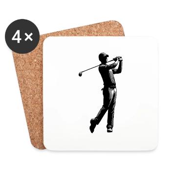 Un joueur de golf frappe une balle de sport sur un terrain de golf - Dessous de verre (lot de 4) - blanc - Devant