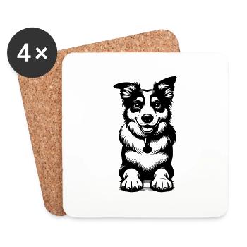 Cute Border Collie Dog Cute Dogs Portrait - Coasters (set of 4) - white - Front