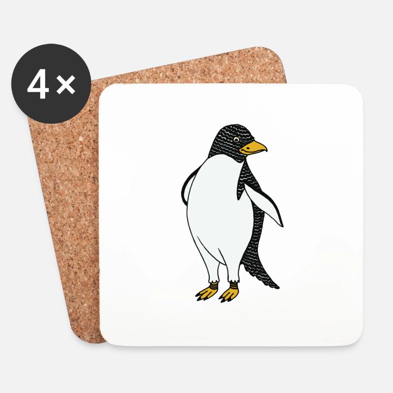 Colored pingun - Coasters (set of 4) - white
