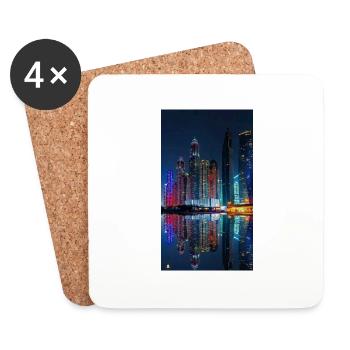 Ville de luxe au bord de la rivière - Dessous de verre (lot de 4) - blanc - Devant