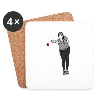 Joueur de pétanque - Dessous de verre (lot de 4) - blanc - Devant