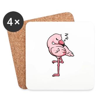 Idée cadeau de sommeil Flamingo - Dessous de verre (lot de 4) - blanc - Devant