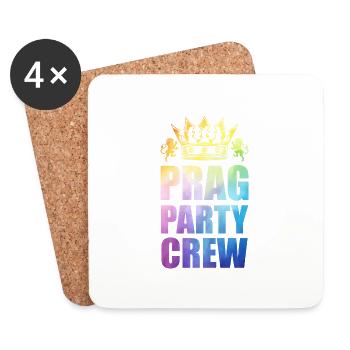 Prag Party Crew Spruch - Untersetzer (4er-Set) - Weiß - Vorne