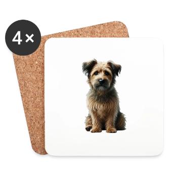 Hund - Untersetzer (4er-Set) - Weiß - Vorne