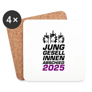 Junggesellinnenabschied 2025 Einhorn - Untersetzer (4er-Set) - Weiß - Vorne