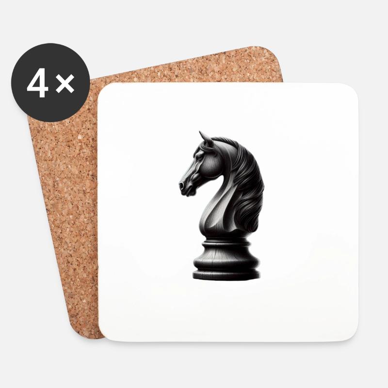 Schwarz-Weiß Schachfigur - Untersetzer (4er-Set) - Weiß