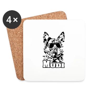 MUDI cool lunettes de soleil chiens chien - Dessous de verre (lot de 4) - blanc - Devant