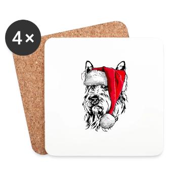 Santa BERGER PICARD Weihnachten Hunde Wilsigns - Untersetzer (4er-Set) - Weiß - Vorne
