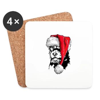 Santa German Hunting Terrier Christmas Wilsigns - Dessous de verre (lot de 4) - blanc - Devant