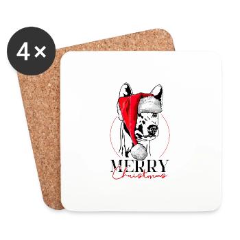 Santa Basenji Merry Christmas Hunde Wilsigns - Untersetzer (4er-Set) - Weiß - Vorne