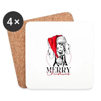 Père Noël Braque de Weimar joyeux Noël chien Wilsigns - Dessous de verre (lot de 4) - blanc - Devant