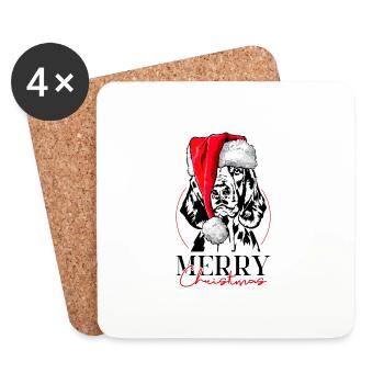 Père Noël gallois Springer Spaniel Joyeux Noël - Dessous de verre (lot de 4) - blanc - Devant