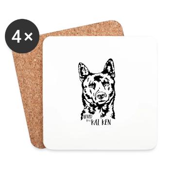 Aimé par un chien Kai Ken disant chien Wilsigns - Dessous de verre (lot de 4) - blanc - Devant