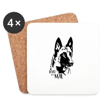 Aimé par un chien malinois Mal dire chiens Wilsigns - Dessous de verre (lot de 4) - blanc - Devant